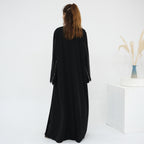 Beaded Line Trimmed Open Front Abaya
