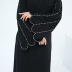 Beaded Line Trimmed Open Front Abaya