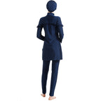 Blue Minimalist 3PCS Swimwear Burkini