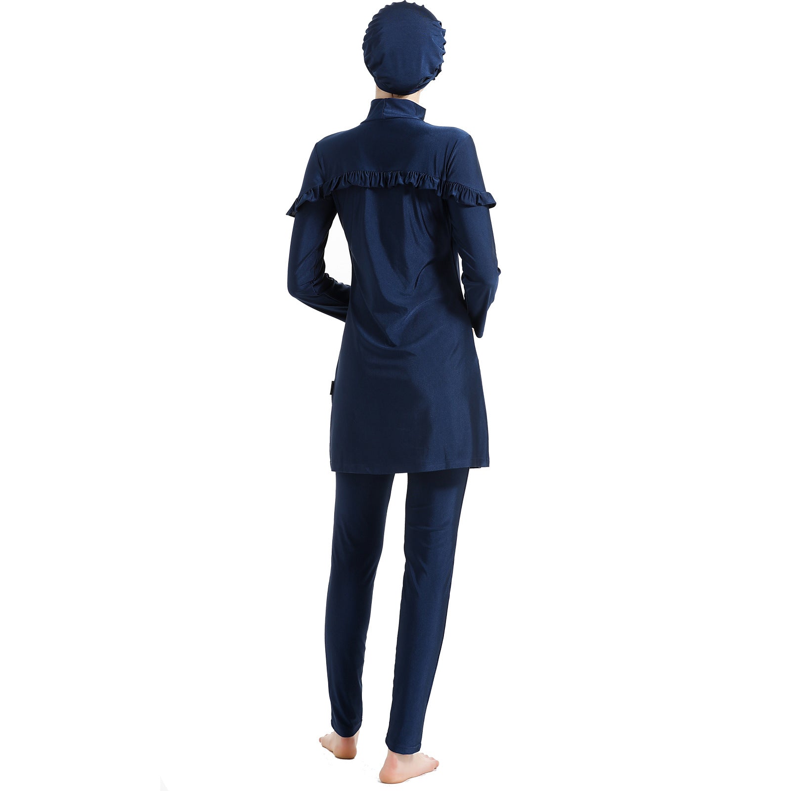 Blue Minimalist 3PCS Swimwear Burkini