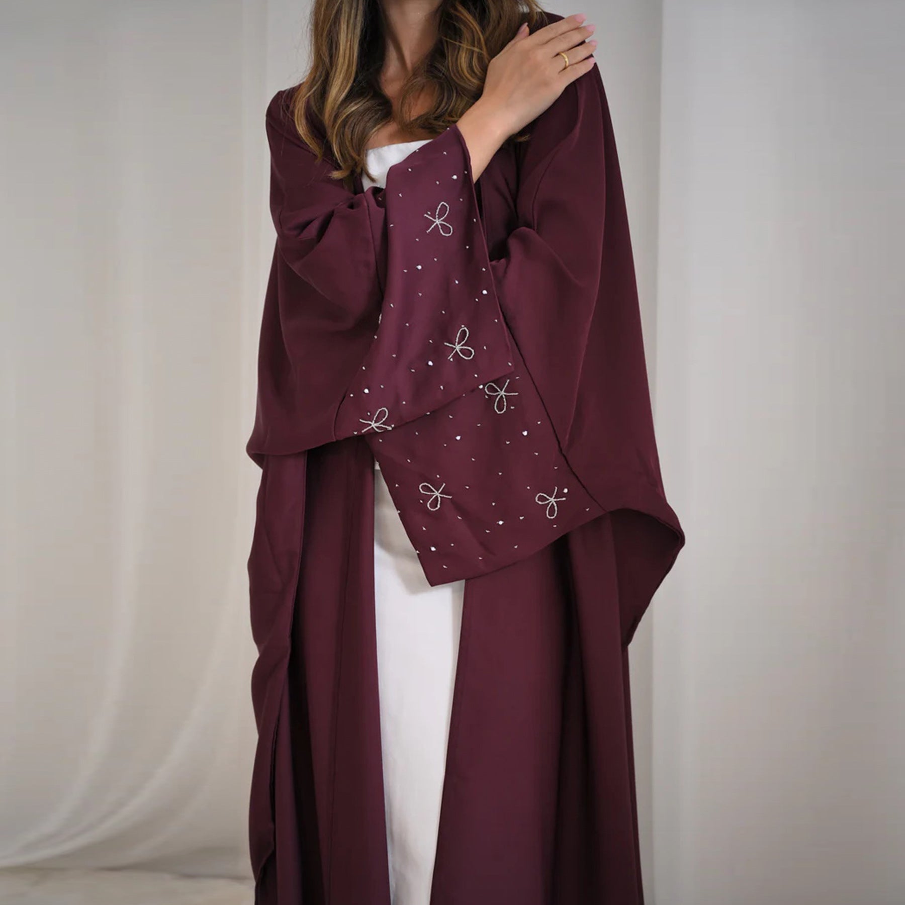 Beaded Bow Cardigan Abaya