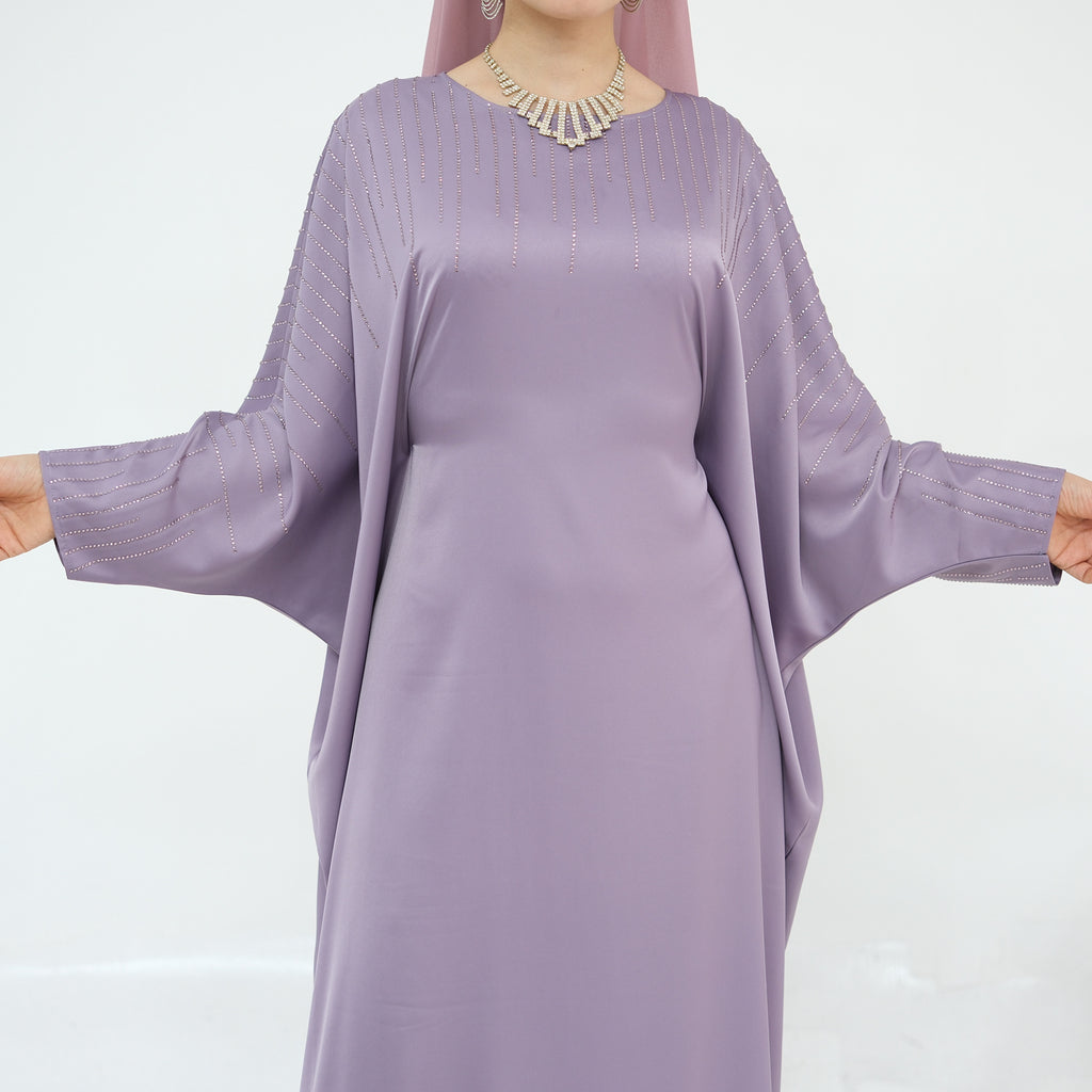 Luxury Rhinestone Embellished Abaya Dress