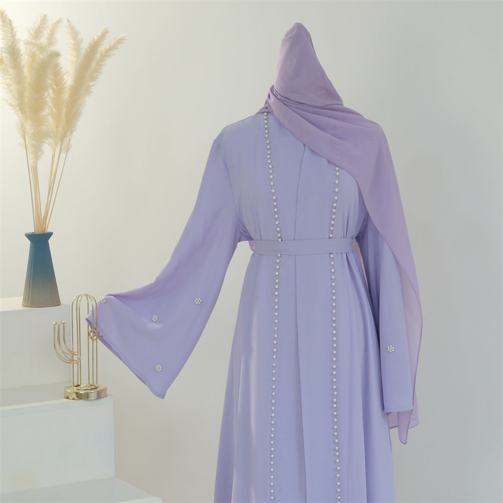 Purple Inlaid with Abaya with Hijab