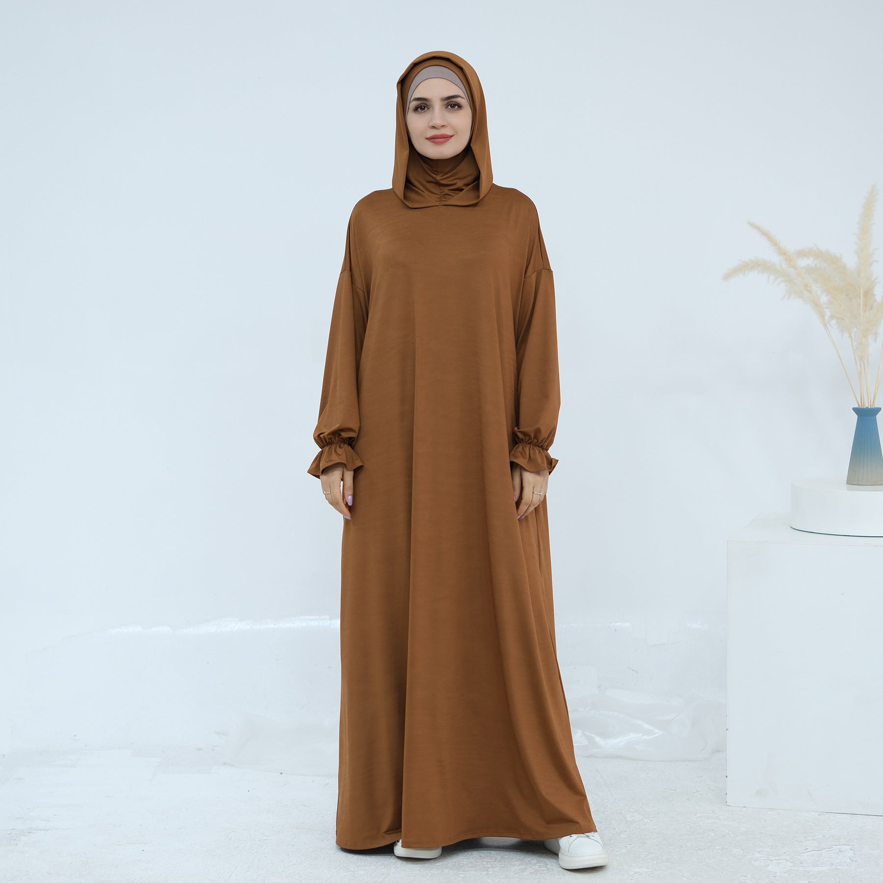 Solid Color Hooded Cape Abaya