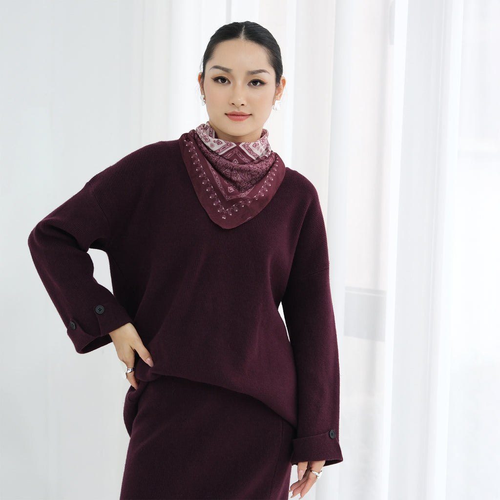 Autumn and Winter Thickened Knitted Abaya Set