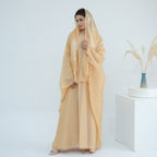 Ice Flower Wrinkled 3PCS Abaya with Hijab