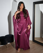 Shiny Silk Satin Waist Abaya