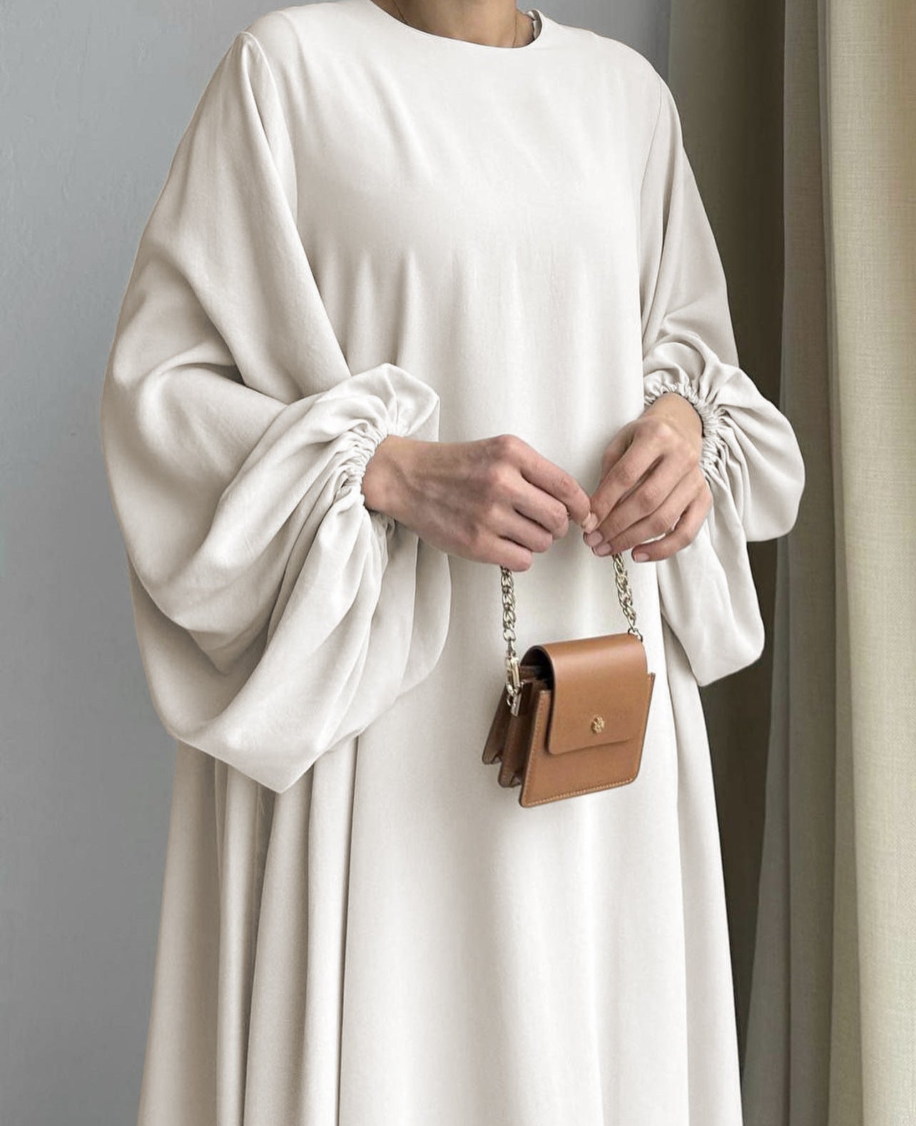 Plain Bubble Sleeve Abaya