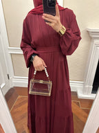 Solid Color Ruffled Two-Piece Set Abaya