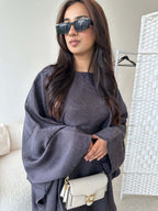 Jacquard Waist-Tied Dress Abaya with Hijab