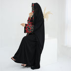 Flower Embroidery Cardigan Abaya with Hijab
