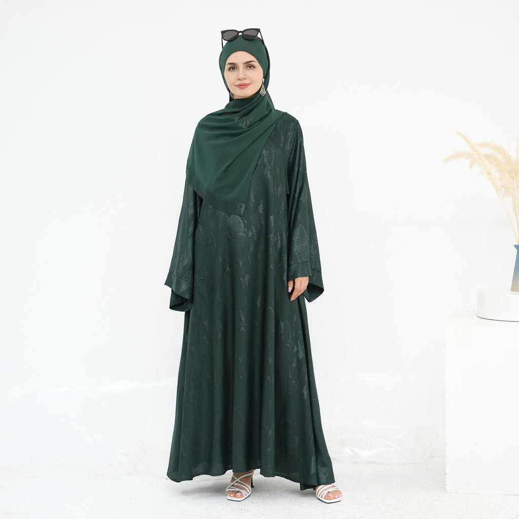 Jacquard Simple Dress Abaya with Hijab