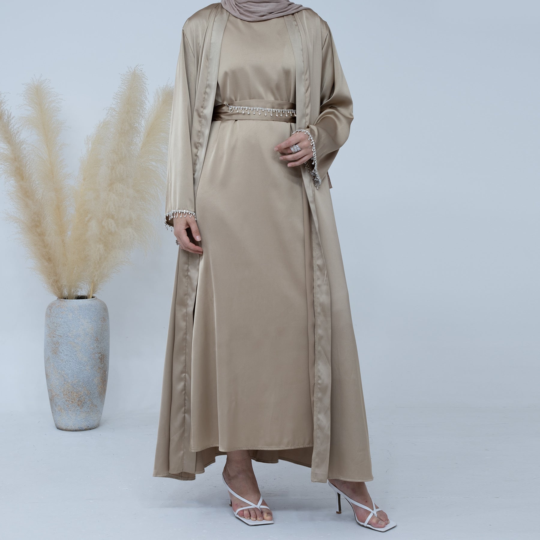 Bead Abayas with Crystal Chain