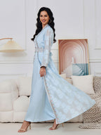 Fresh Lace Blue & Pink Abaya 3 Piece Set