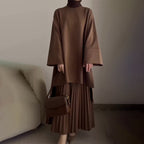 Round Neck Top & Pleated Skirt Set