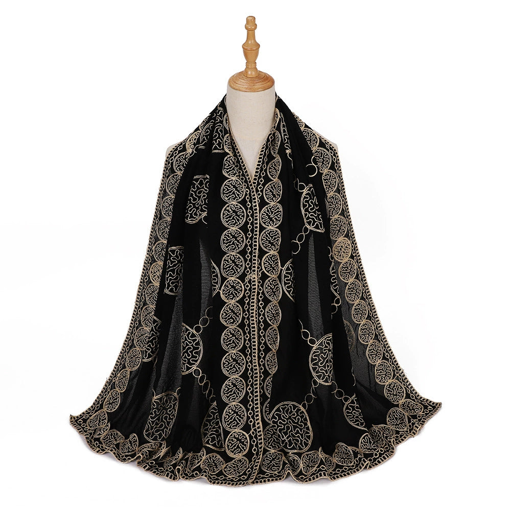 Black Embroidered Hijab