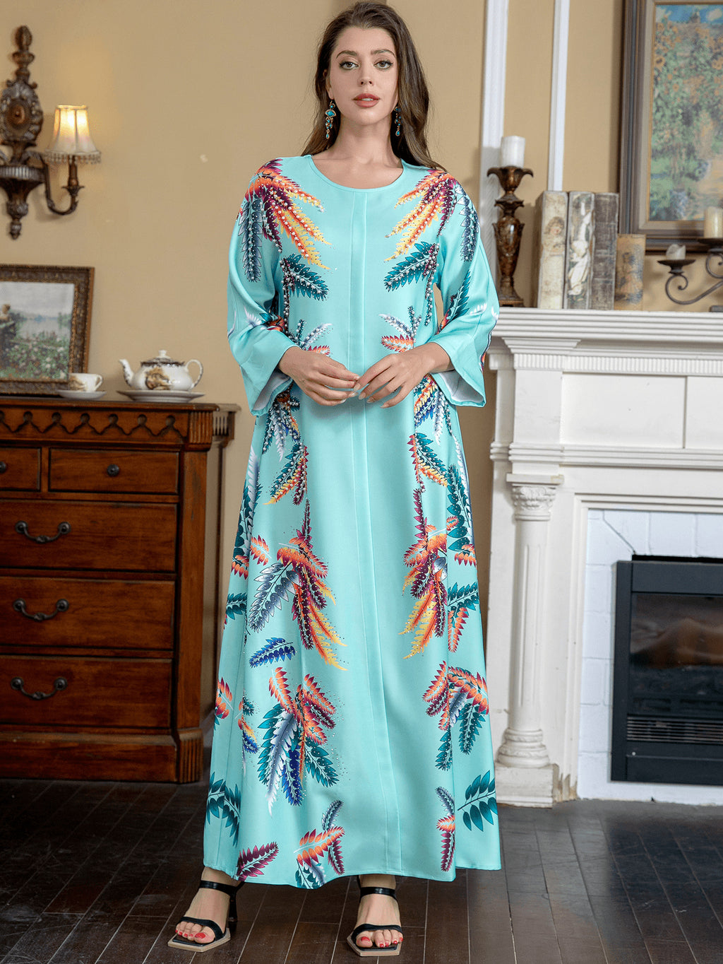Printed Fashion Bubble Bead Kaftan