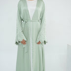 Luxurious Hand-embroidered Beaded Open-front Abaya