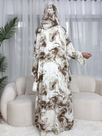 Ink-wash Printed Cardigan Abaya