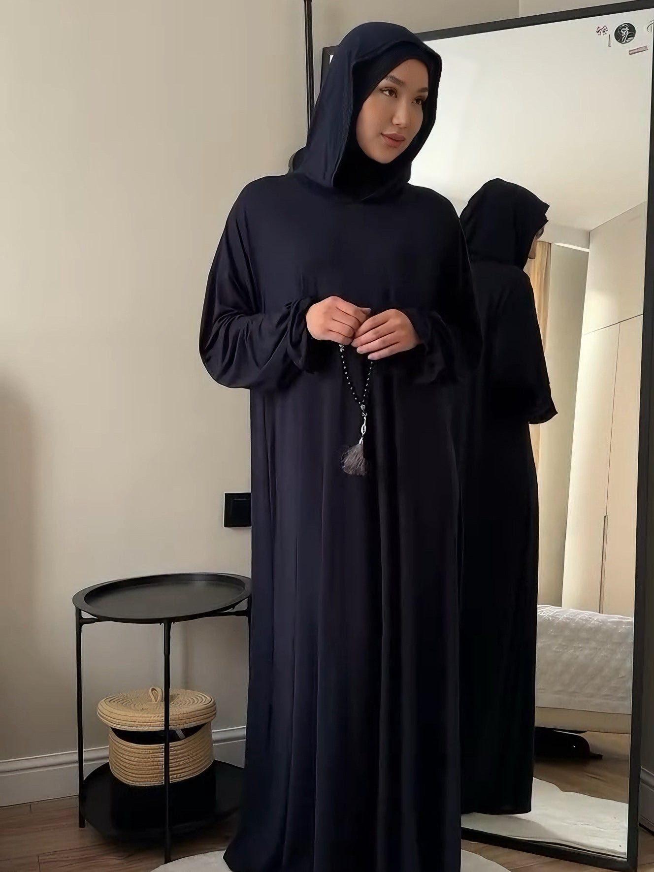 Solid Color Hooded Abaya