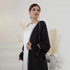 Satin Open Abaya With Belt