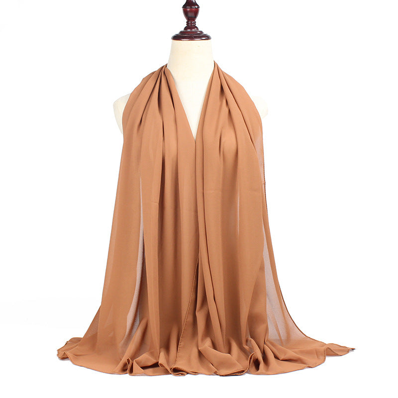 حجاب شيفون لؤلؤي أحادي اللون