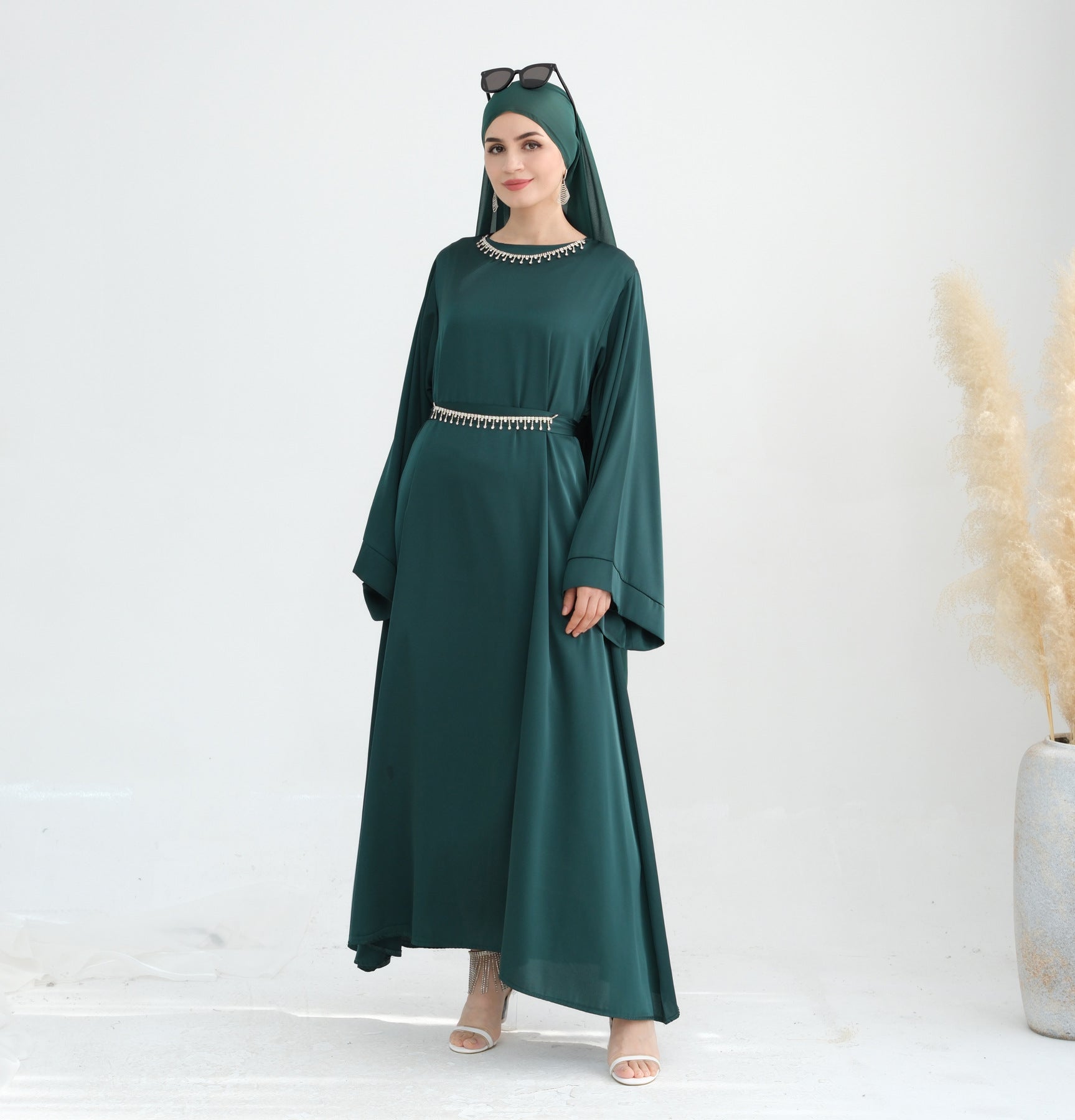 Women Casual Elegant Dress with Hijab