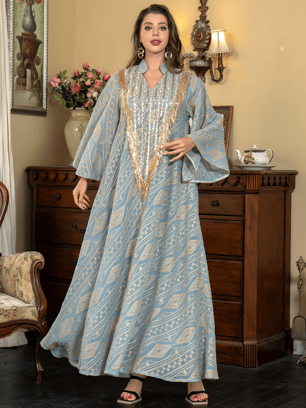 V-neck Evening Kaftan