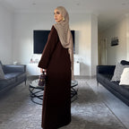 Solid Color Cardigan + Skirt 2PCS Abaya