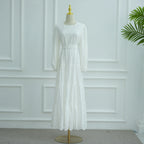 White Embroidered Floral Dress Abaya