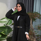 Pleated Fashion Leather Button Abaya