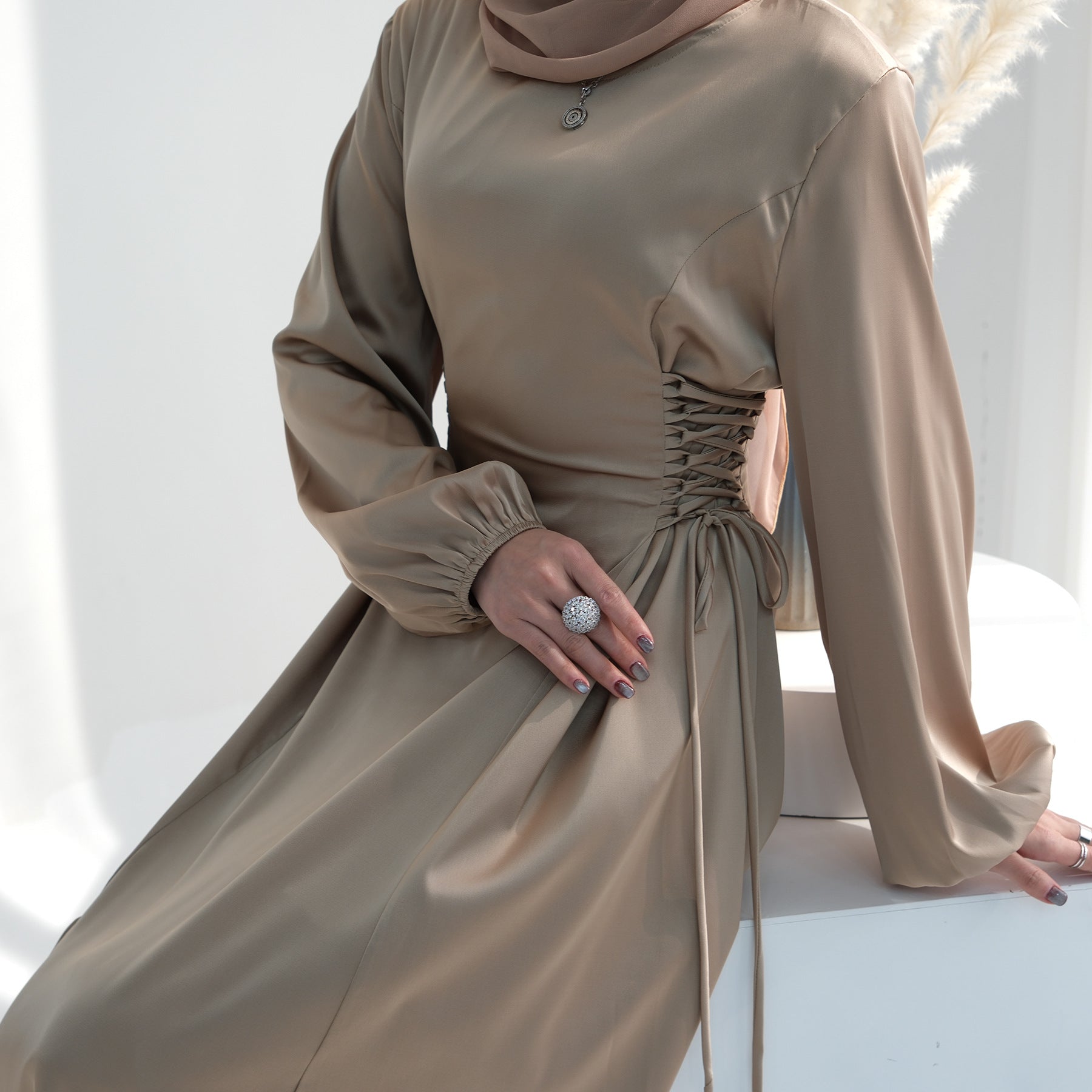 Satin Dress for Women with Hijab