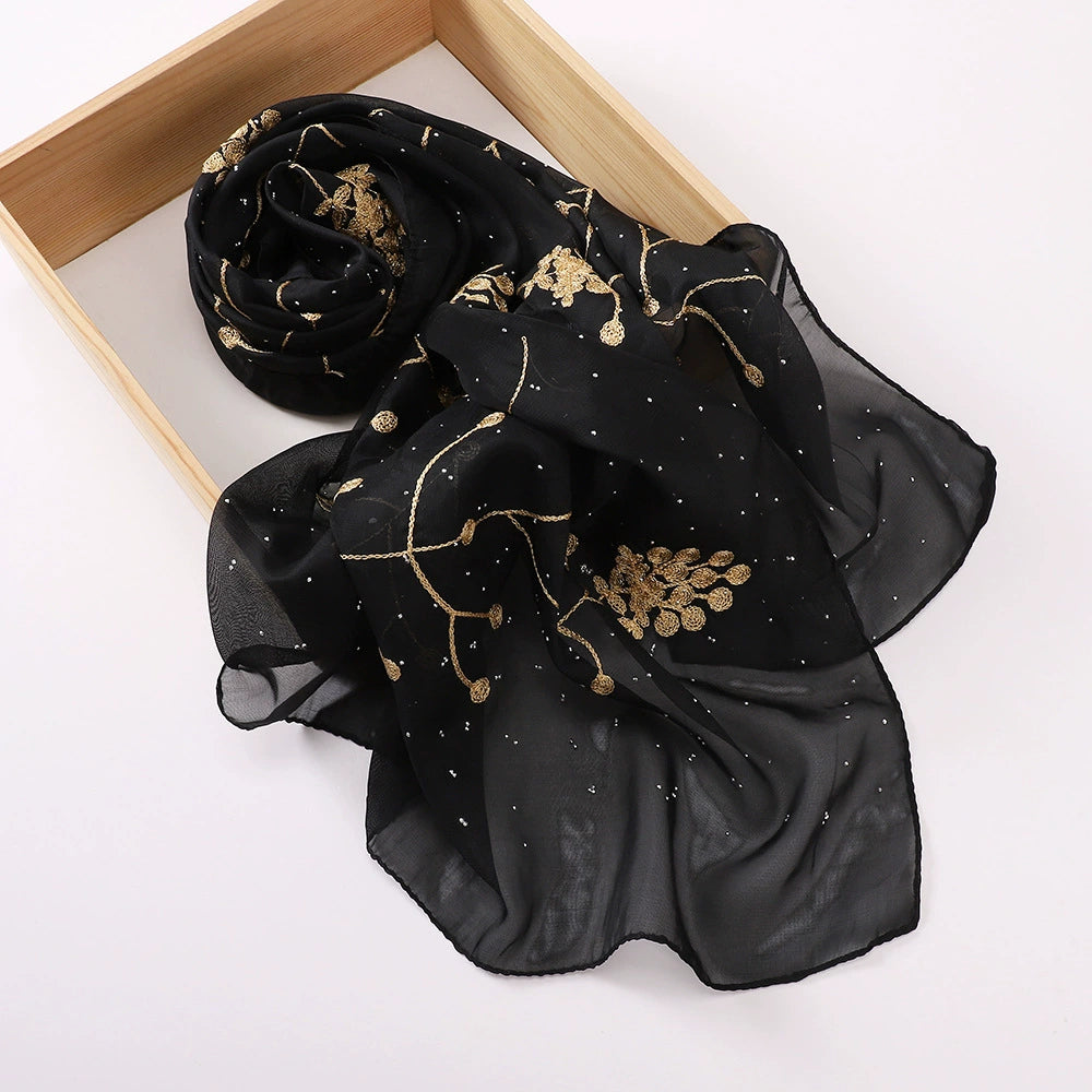 Hot Drilling Embroidered Hijab