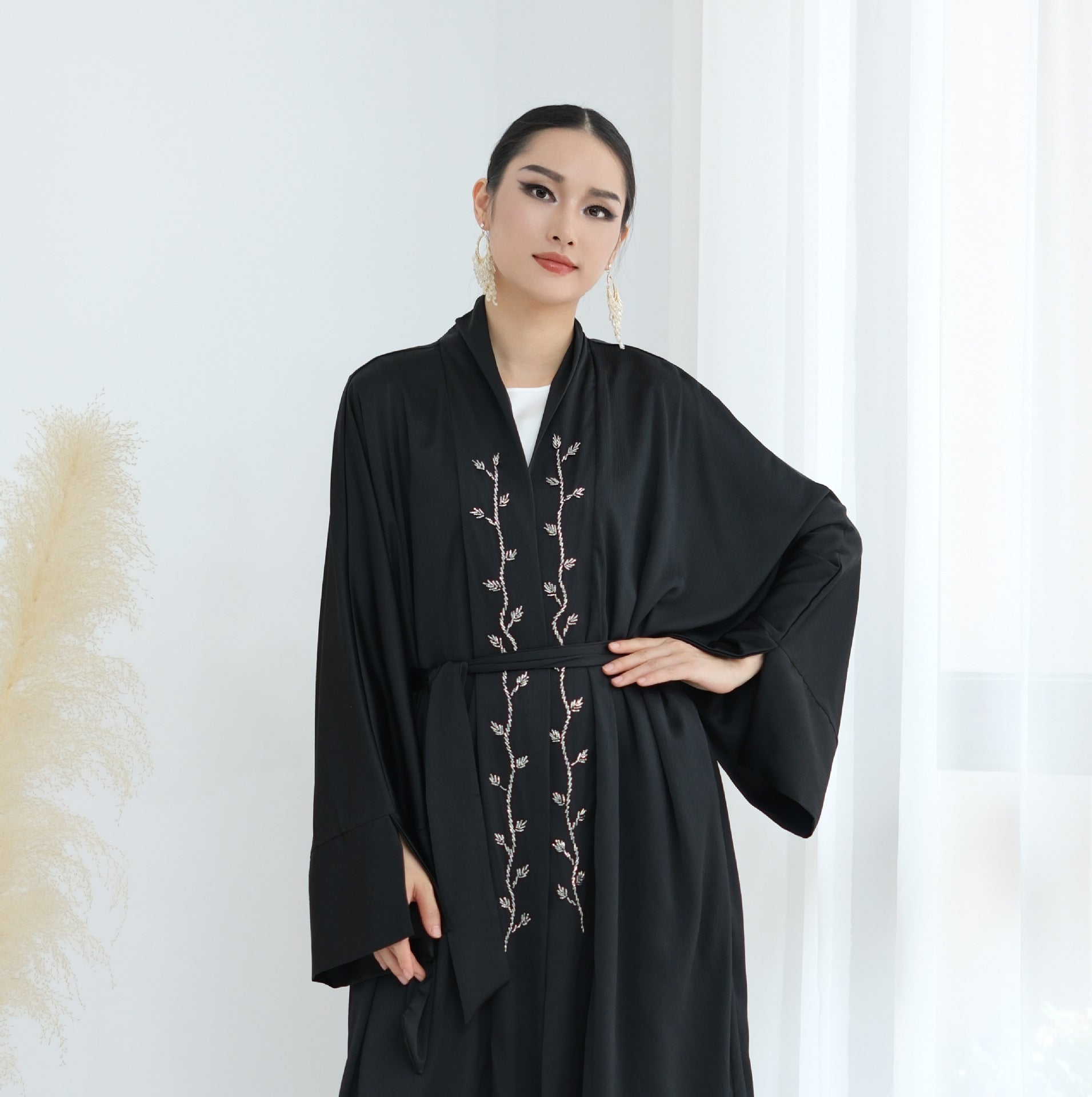Exquisite Beaded Embroidered Cardigan Abaya