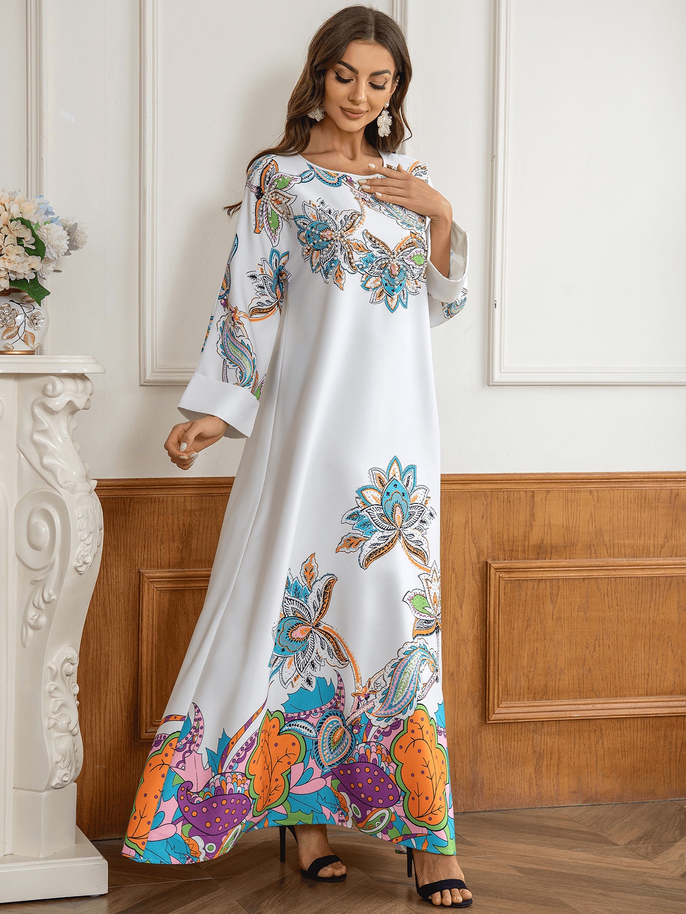 loose kaftan dresses Hijab African Women Long Dress Loose Kaftan Dashiki Robe Cocktail Party Gown