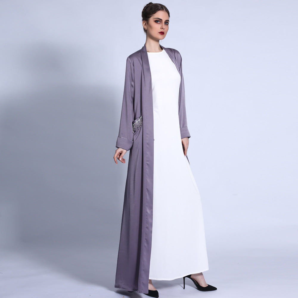 Satin Tassel Pocket Abaya