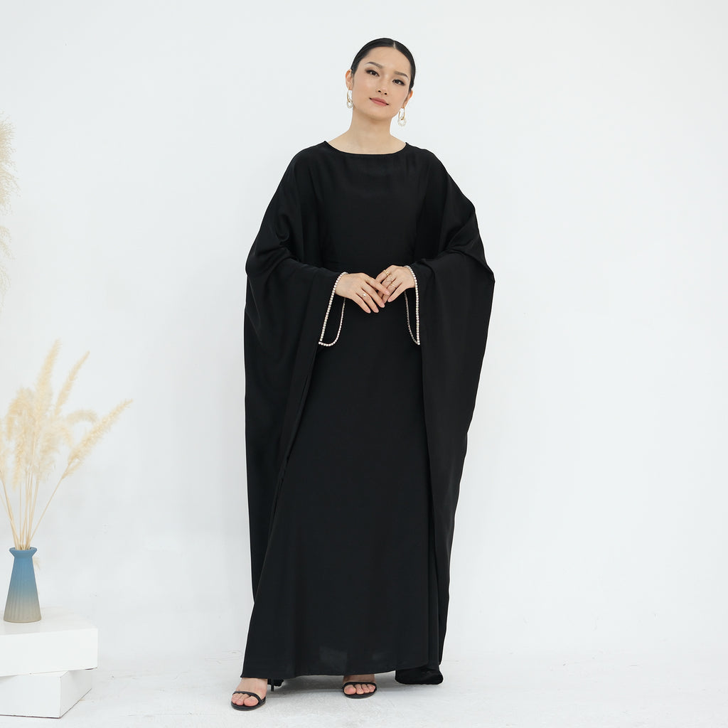 Fashion Satin  Butterfly Abaya