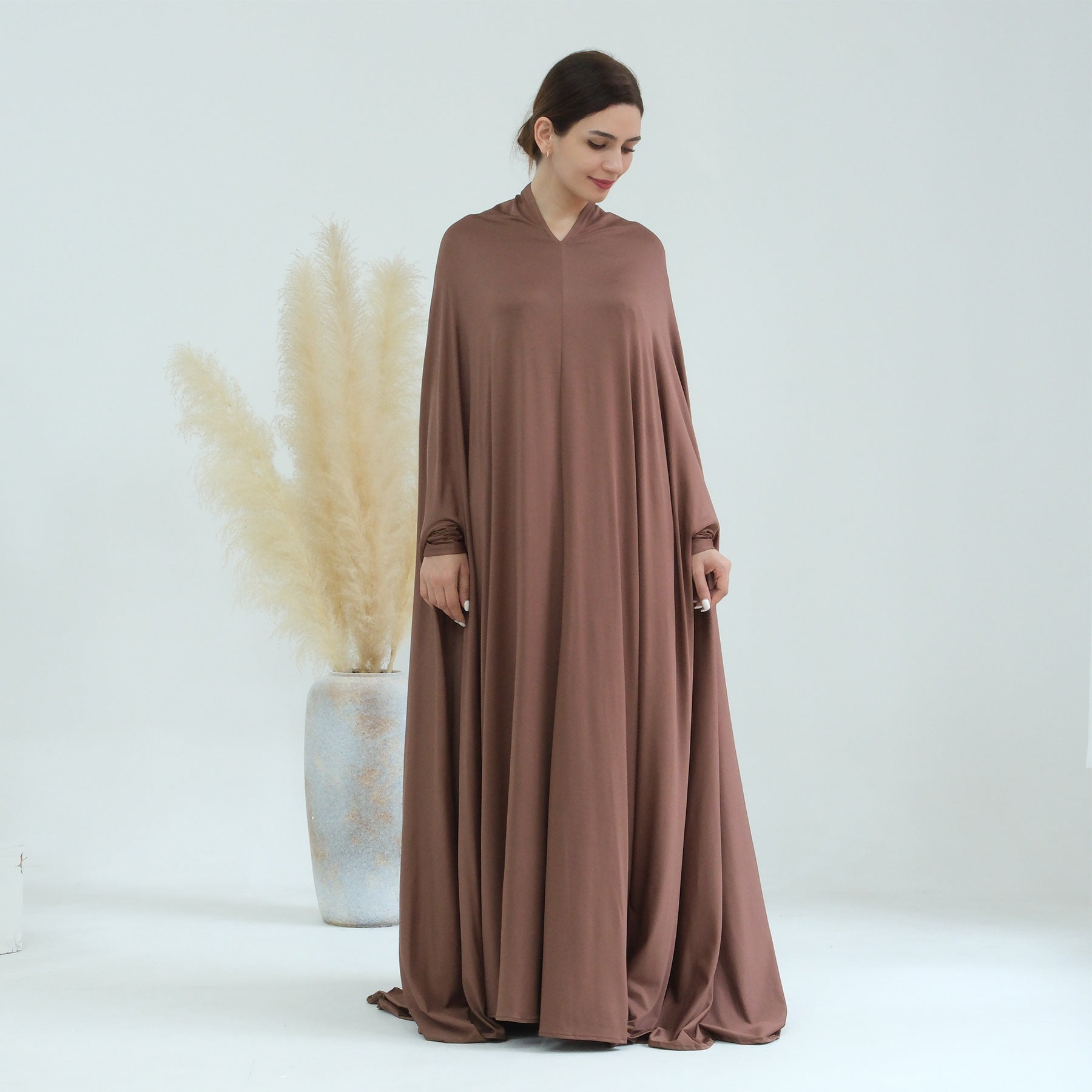 Elegant Solid Color Cape Jilbab