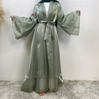 Shiny Satin Cardigan Abaya