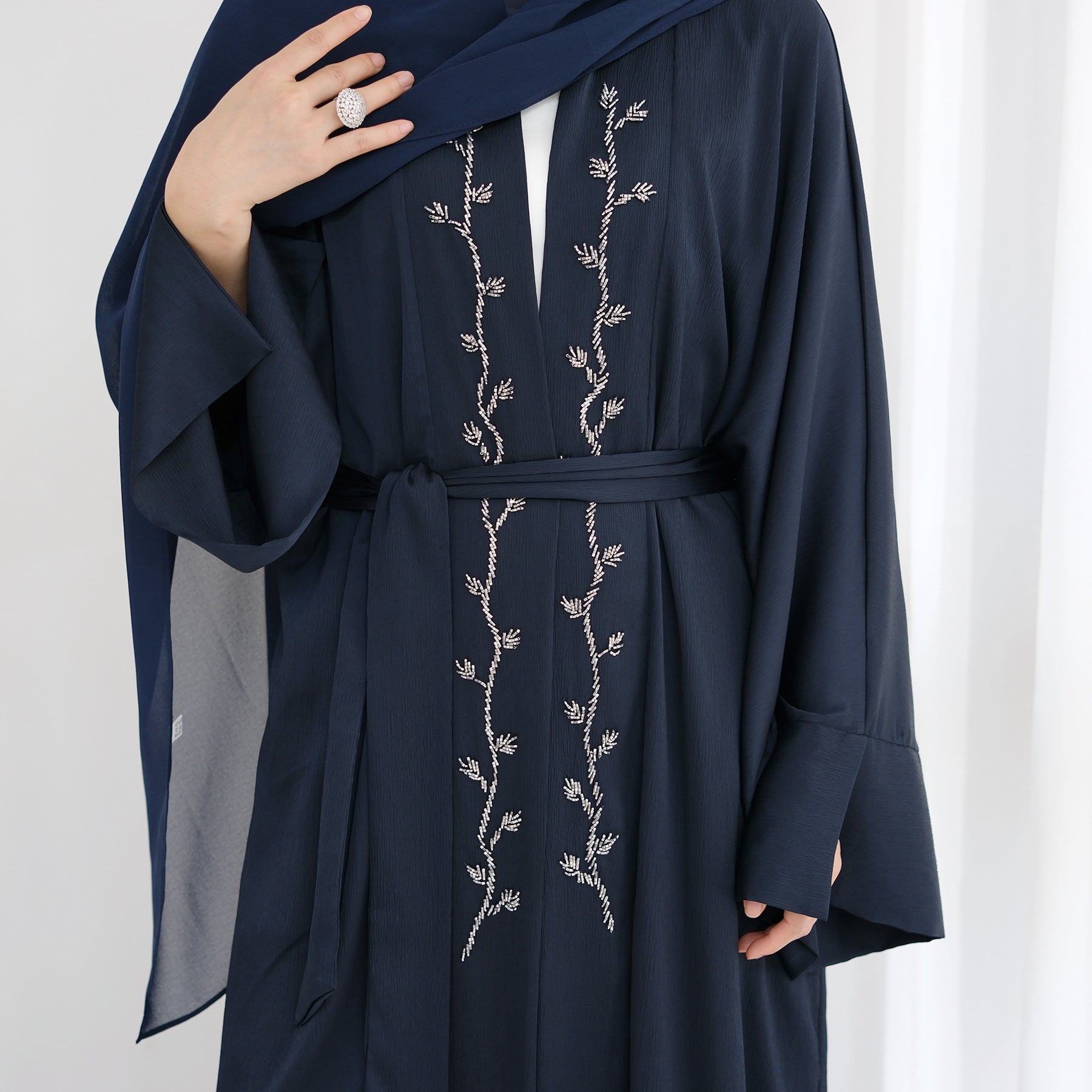 Exquisite Beaded Embroidered Cardigan Abaya