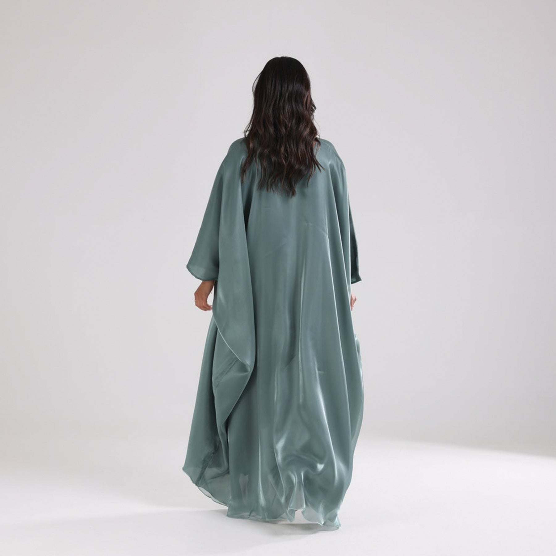 Shining Solid Color Dress Abaya