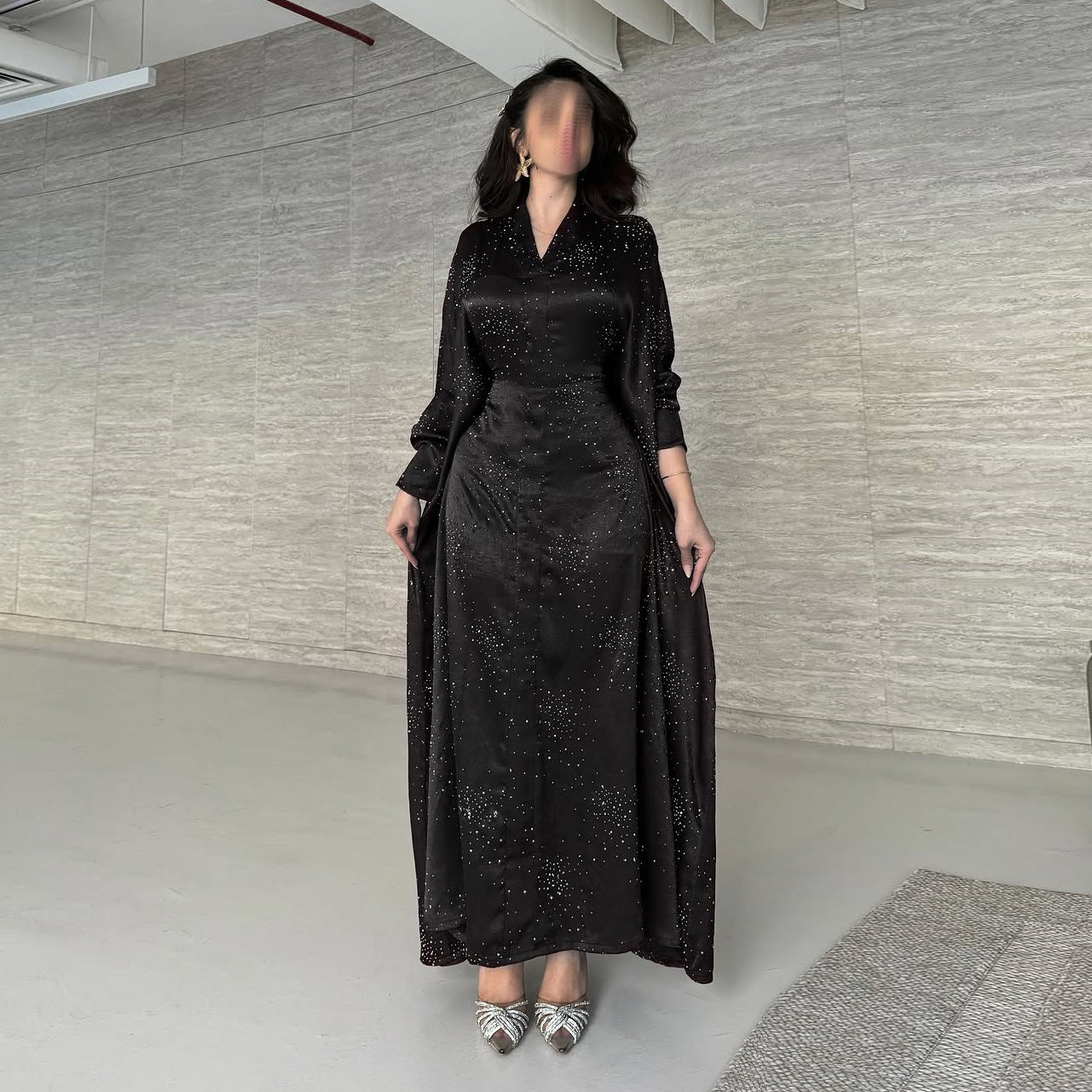 Solid Color Hot Stamping Abaya