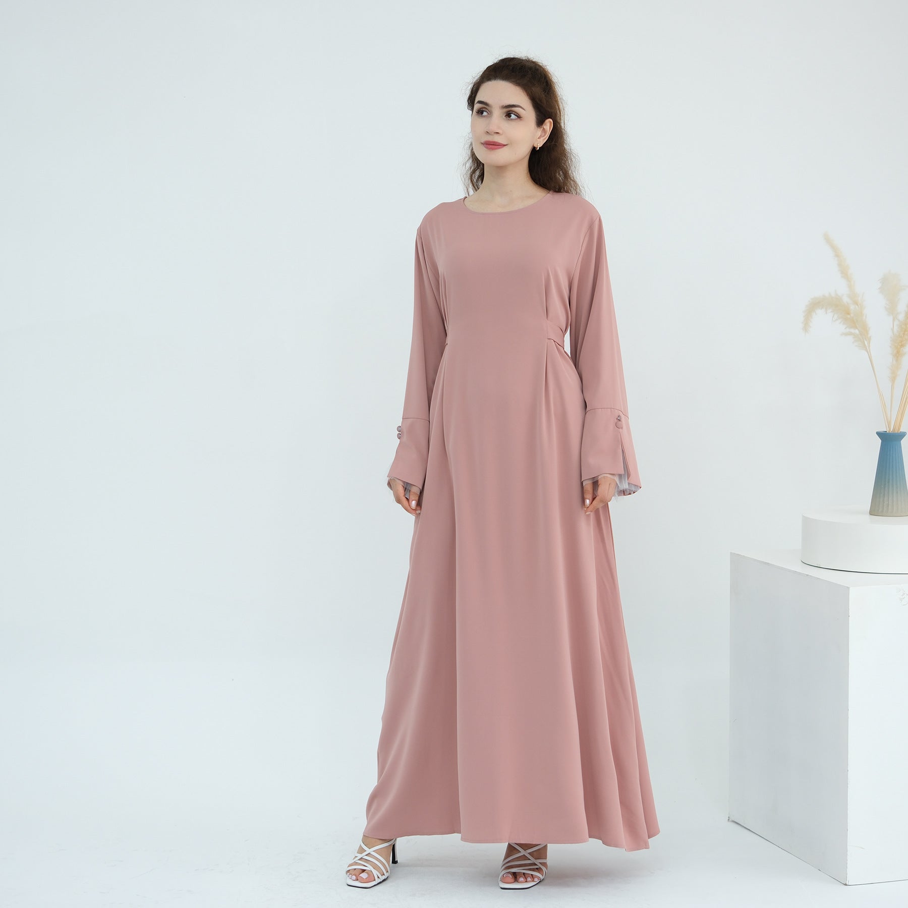 Elegant Collarless Maxi Dress