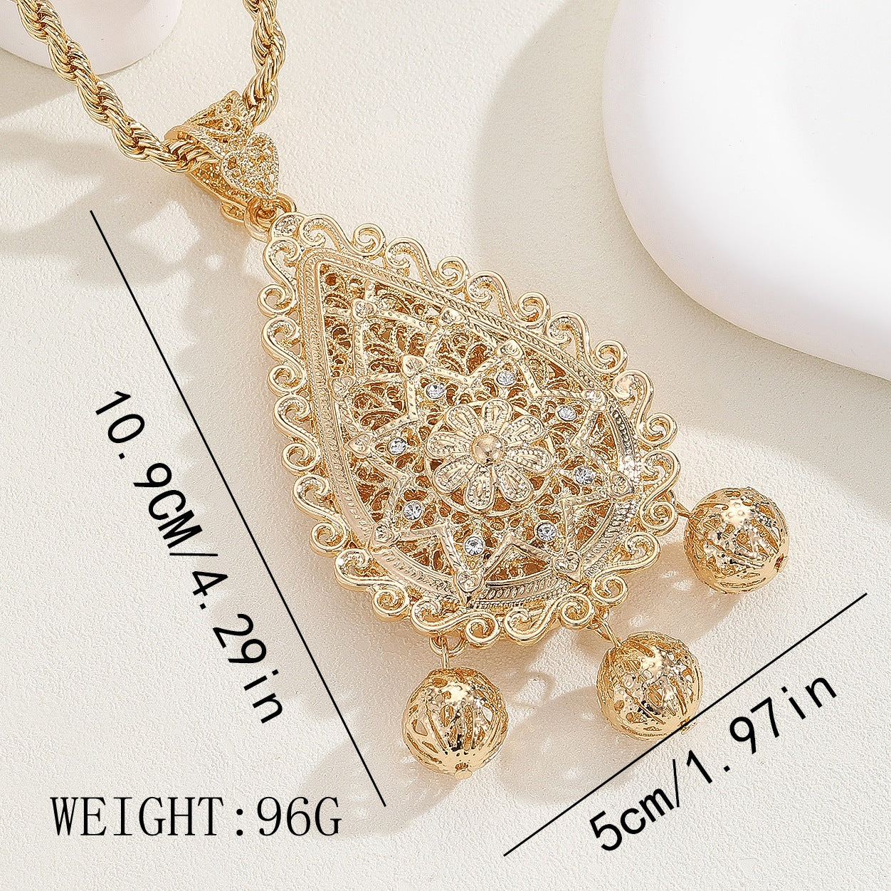 Teardrop Shaped Openwork Double Layers Pendant