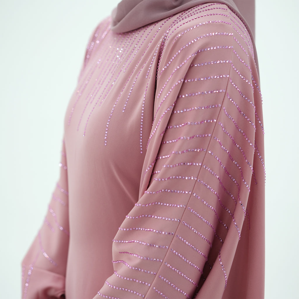 Luxury Rhinestone Embellished Abaya Dress