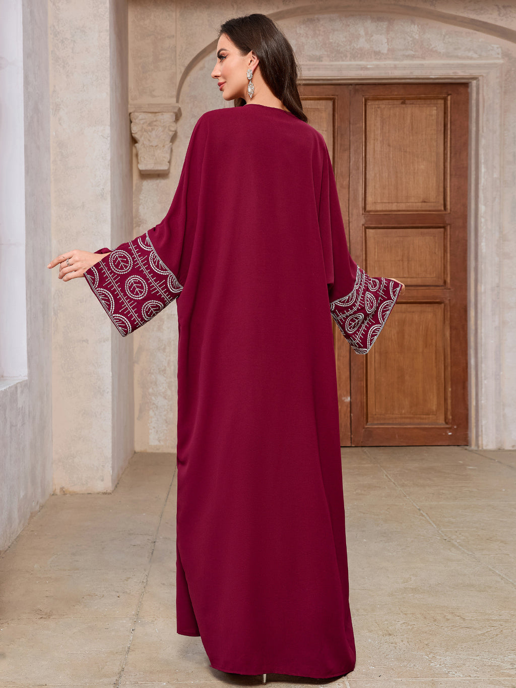 Embroidered Cardigan Bat Sleeve Abaya