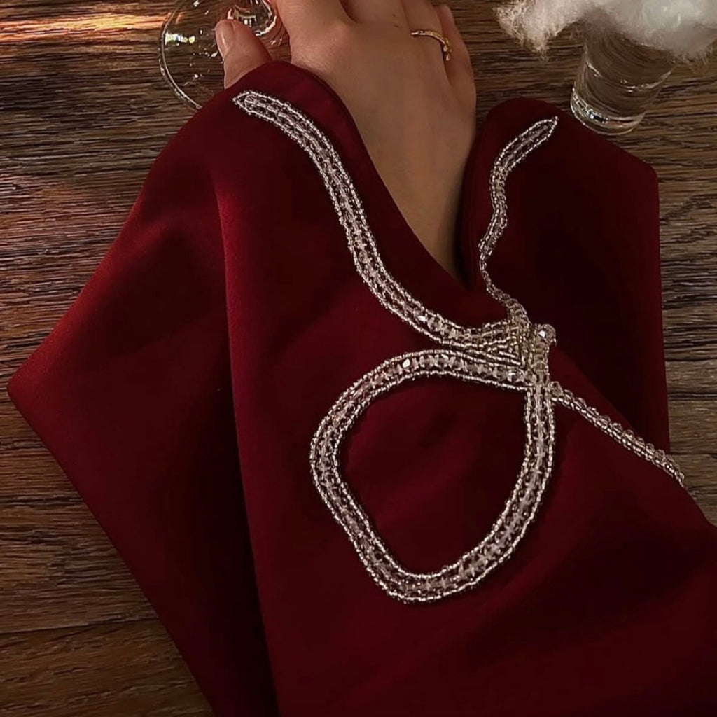 Luxurious Sequin Bow Abaya Dress