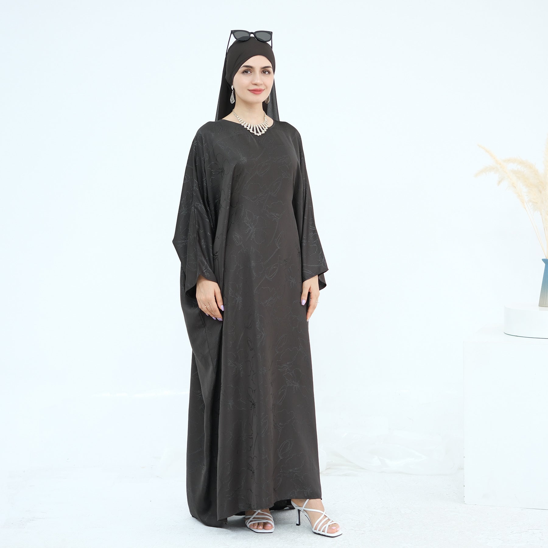 Jacquard Fashion Dress Abaya with Hijab