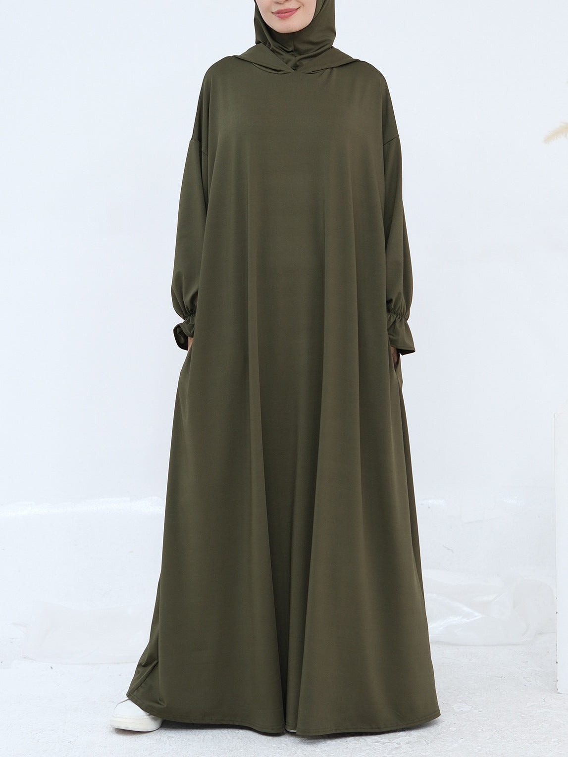Solid Color Hooded Abaya