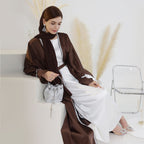 Satin Open Abaya With Belt